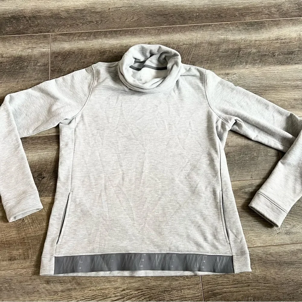 Nike Dry Cowl Funnel Neck Pullover Top Heather Gray Medium